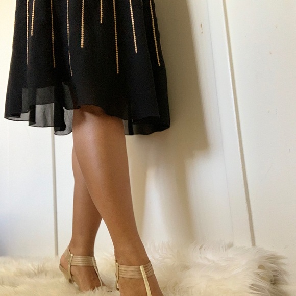 Black Chiffon-like Skirt; with flat gold sequins. - Picture 6 of 6